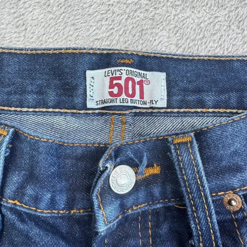 Levi's 501 Original Jeans Mens 32x32 Blue Denim Stretch Straight Leg Button-Fly